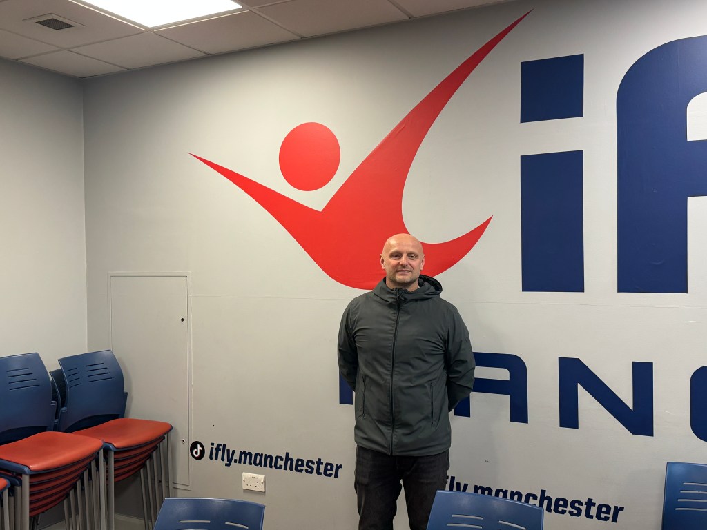 Dan Parker at iFly facility in Manchester - taken by Daniel Moffat